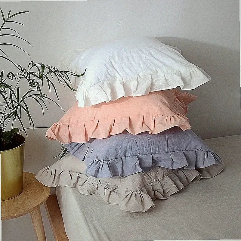Throw Pillow Cover Cushion Case Ruffle Cotton Soft Sofa Chair Bed Home Decor New