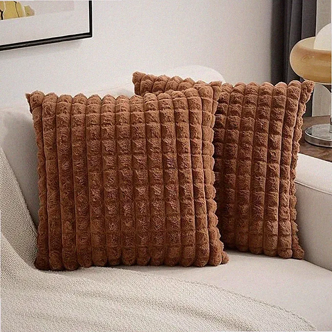 Throw Pillow Covers Zip 20x20 Square Futei Brown Home Decor Couch Bed Pack of 2