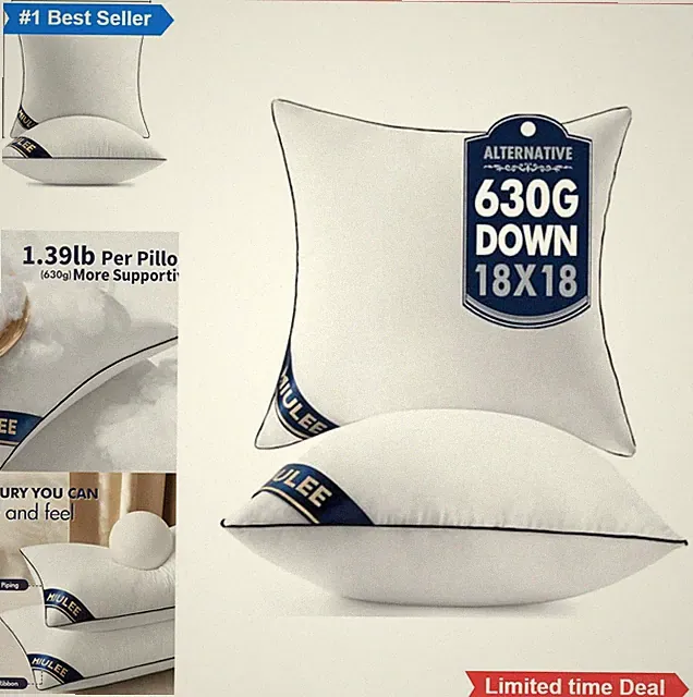 Throw Pillow Inserts 18x18 Inch 2 Pack Down Alternative Navy Zipper Sofa Bed