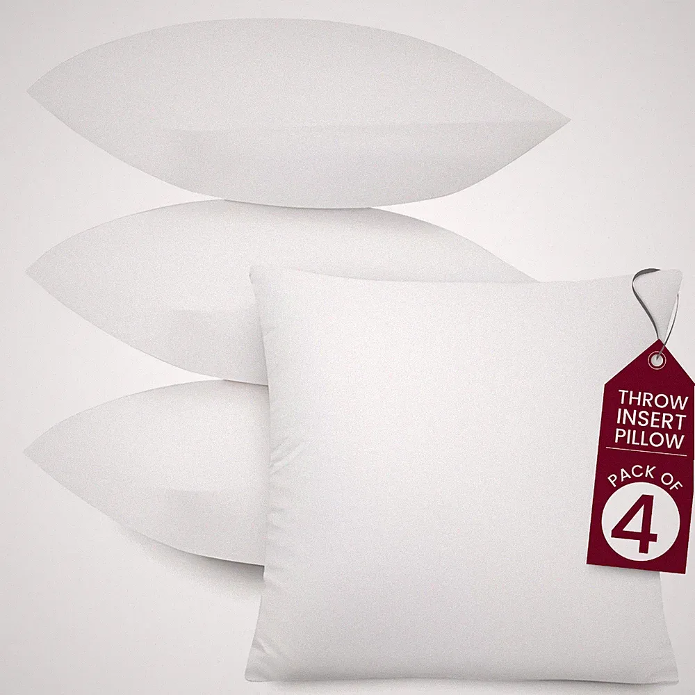 Throw Pillows Insert Cushion Pack of 4 Ultra Soft Bed & Couch Sofa Decor Pillows