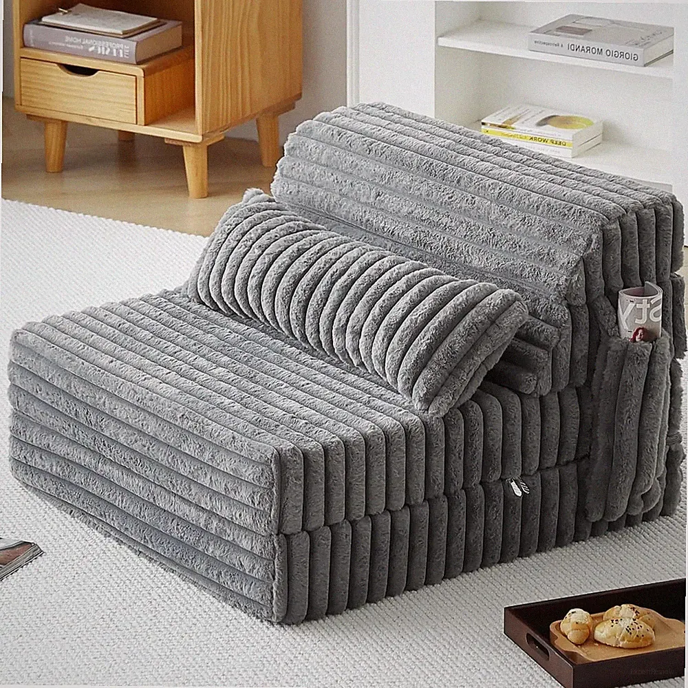 Tiita Folding Sofa Bed Convertible Sleeper Chair Mattress with Pillow & Side Poc