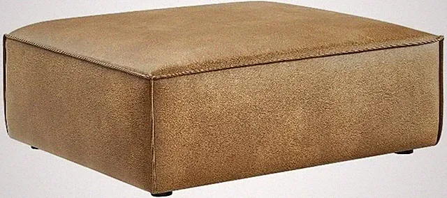 Toast Faux Leather Modular Ottoman - Stylish Vegan Footstool with Coil Support