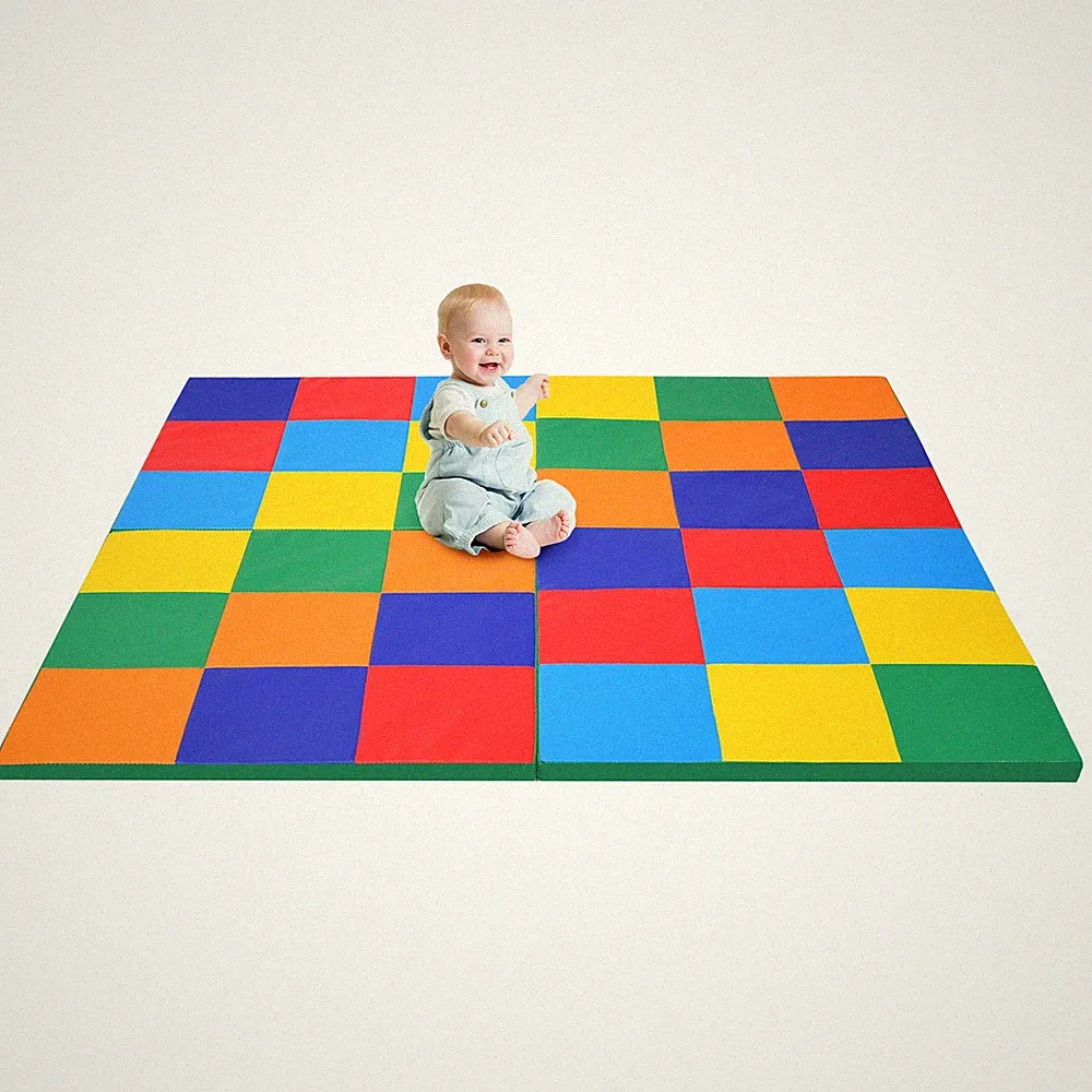 Toddler Play Mat, Colorful Patchwork Foam Floor Mat,4-Section Folding Activity