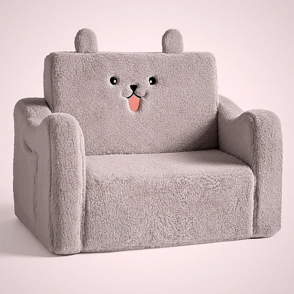 Toddler Sofa Chair,2in1 Foldable Baby Couch Flip Open Sofa Bed for Playroom,Grey