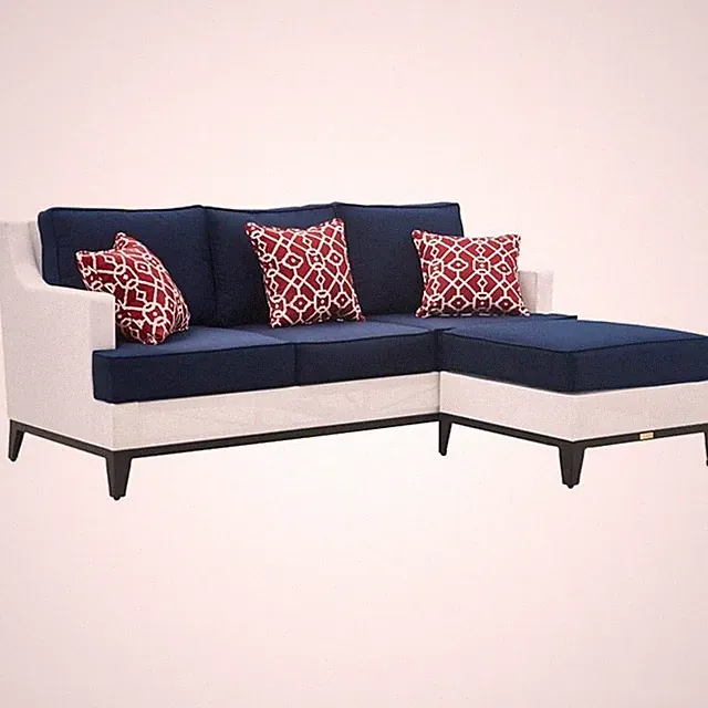 Tommy Hilfiger Hampton Outdoor Mesh Sectional Coastal White and Navy