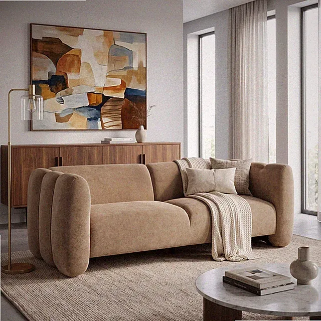 Tonson 83" 3-Seater Velvet Sofa,Wave Design,Living Rooms,Bedrooms,Apartment Offi
