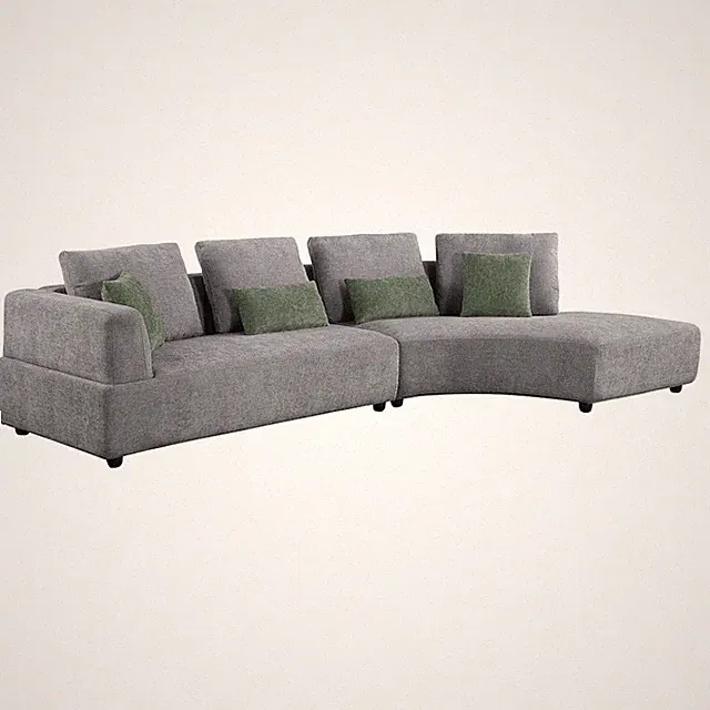 Toscano 134-inch Upholstered Sectional Sofa Grey