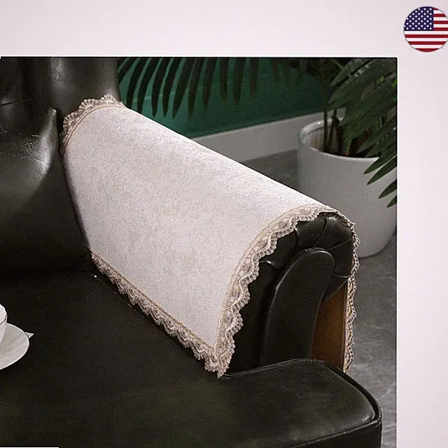 Traditional Beige Sofa Armrest Covers – Non-Slip and Washable Set of 2
