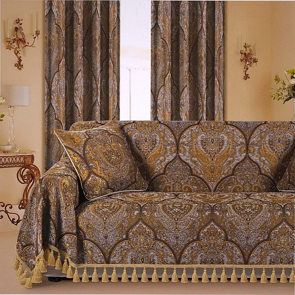 Traditional Jacquard Sofa Slipcover for 2-3 Cushion Couch