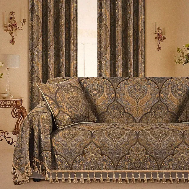 Traditional Jacquard Sofa Throw Cover, Luxury Antique Design