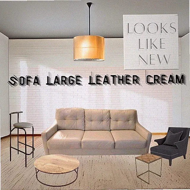 Traditional Plywood, Leather/Polyester 🛋 Sofa Cream/Local Pickup Only