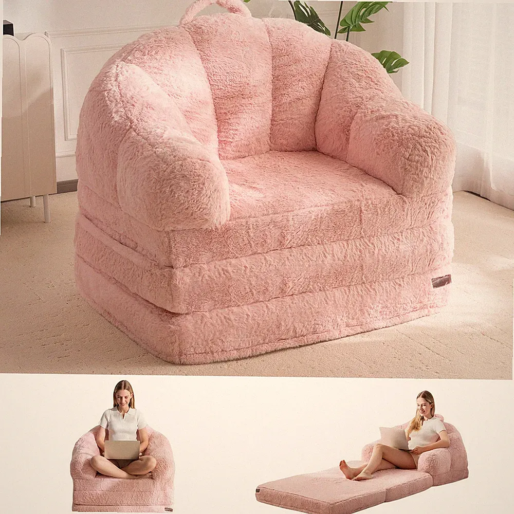 Transform Any Room into a Bed - 2in1 Folding Sofa Lounger Pink