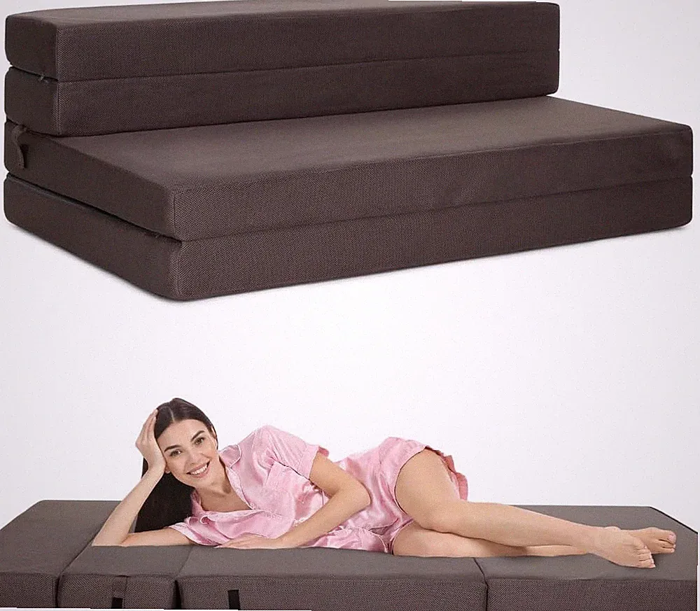 Tri-Fold Foam Mattress - Portable Folding Sofa Bed for Guests & Travel