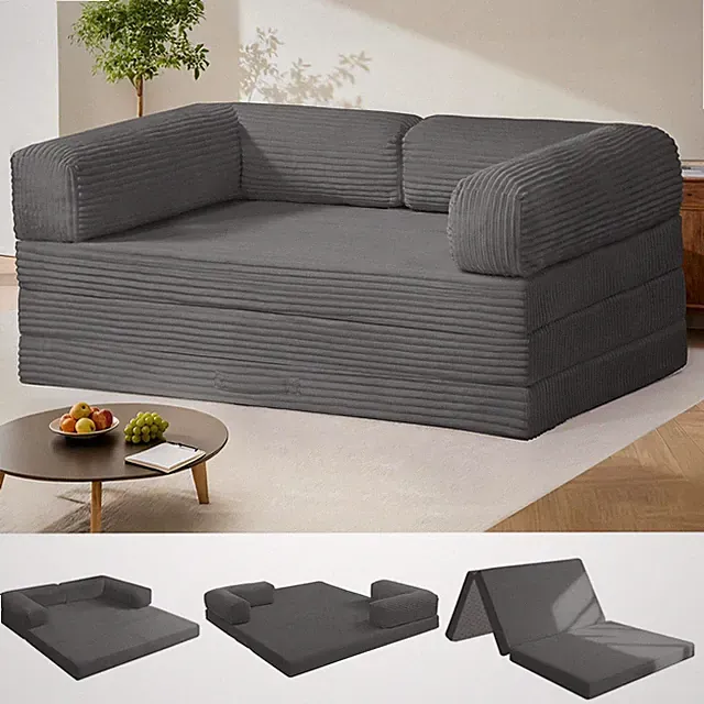 Tri-Fold Foldable Mattress, Convertible Folding Sofa Bed with Removable Arms...