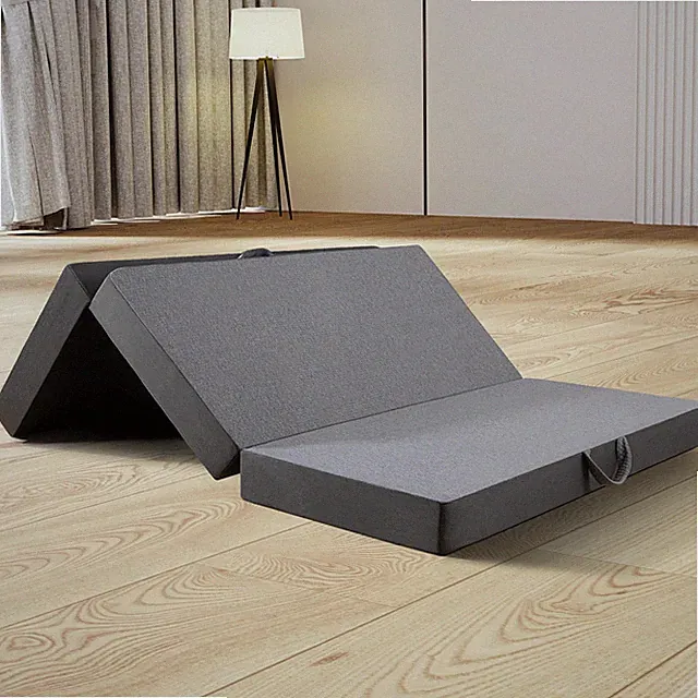 Tri-Folding Gel Memory Foam Portable Floor Mattress Breathable Mesh, Removable