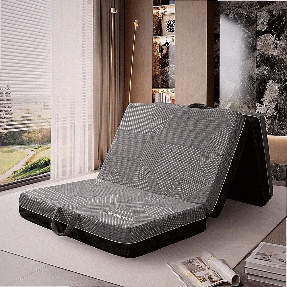 Tri Folding Memory Foam Mattress Floor Chair Sofa Bed, Full 6 Inch 73"x52"x6"