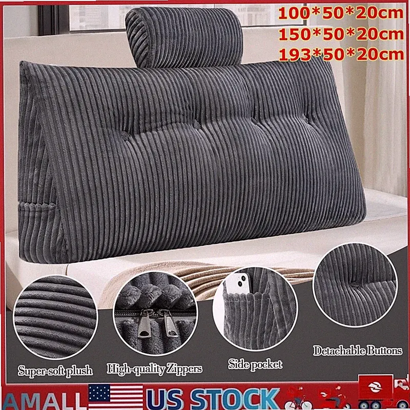 Triangular Wedge-shaped Back Cushion For Bed&Sofa Pallet Cushion w/ Neck Pillow