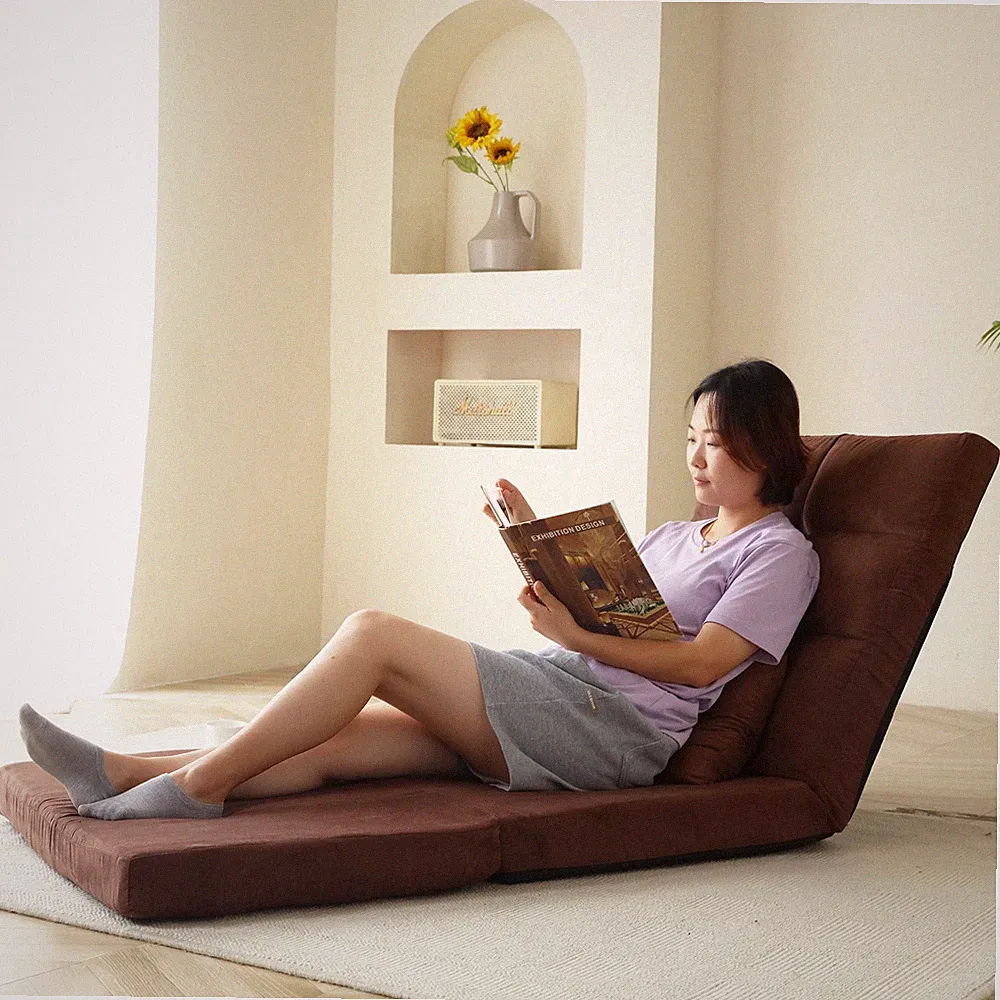 Triple Fold Down Sofa Bed, 5 Position Adjustable Floor Couch with Pillow