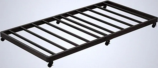 Trundle Bed Twin with 6 Lockable Casters, Roll Out Twin Trundle Bed Frame with S