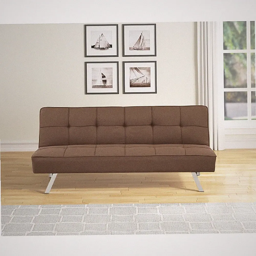 Tufted Linen Futon Sofa Bed Armless 67.52"L x 33.66"W Brown
