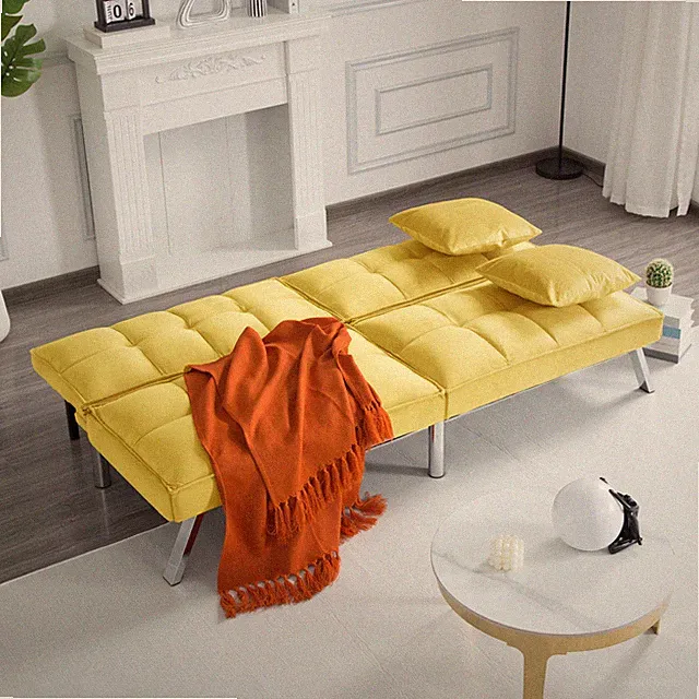 Tufted Velvet Futon Sofa Bed 67" Twin Sleeper Pillows Split Back 5 Angle Modern