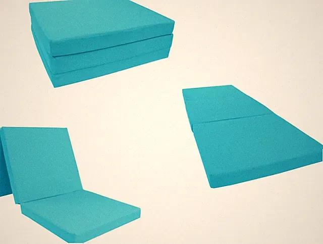 Turquoise Portable Tri Fold Foam Beds 3x27x75, Floor Futon Mats, Density 1.8