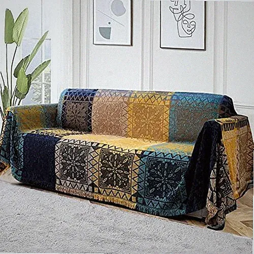 Turquoize Boho Couch Cover Bohemian Cotton Sofa Cover Sofa Throw Cover for