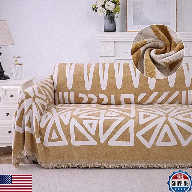 Turquoize Boho Couch Cover Thick Chenille Sofa Cover For Dogs Extra Large Couch