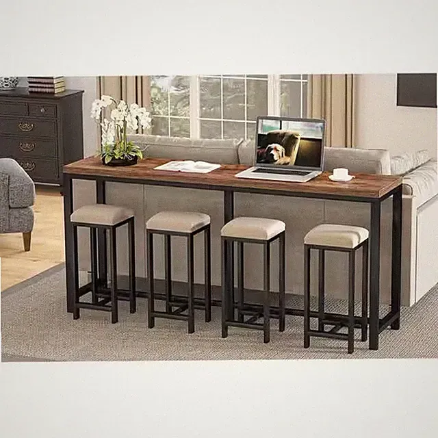 Turrella 70.9 In. Wood Vintage Brown Sofa Table and Industrial Console Table and