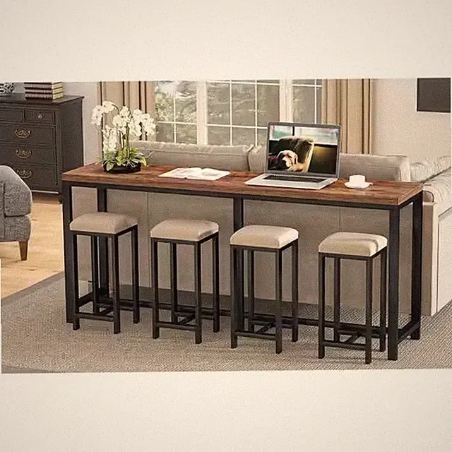 Turrella 70.9 In. Wood Vintage Brown Sofa Table and Industrial Console Table and