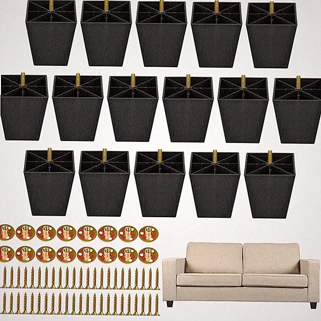 TURSTIN 16 Pack 4 Inch Furniture Legs Plastic Sofa Couch Legs Square Tapered...