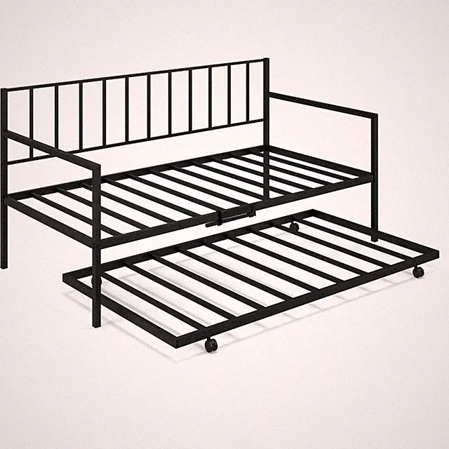 Twin Daybed Set with Metal Slat Support and Roll-Out Trundle