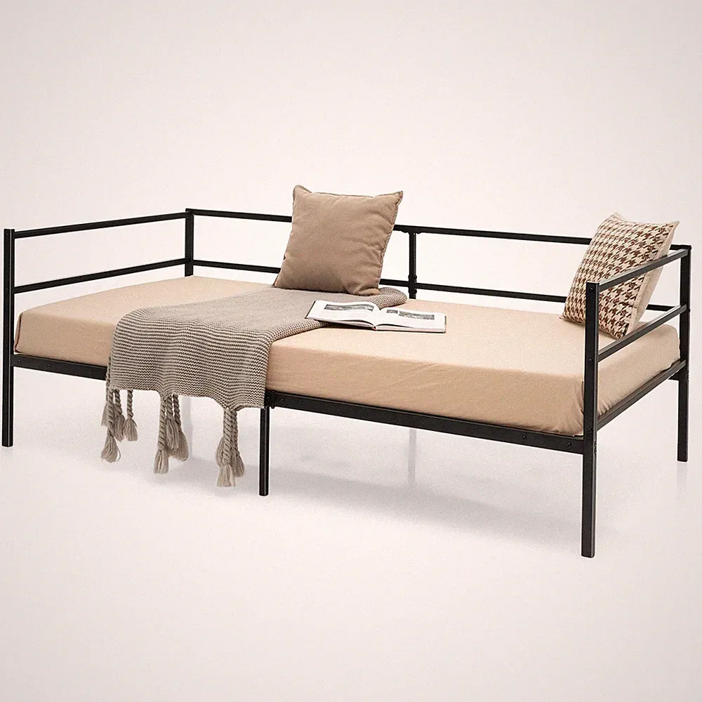 Twin Daybed Sofa Bed Frame Metal Platform w/Headboard for Guest Living Room