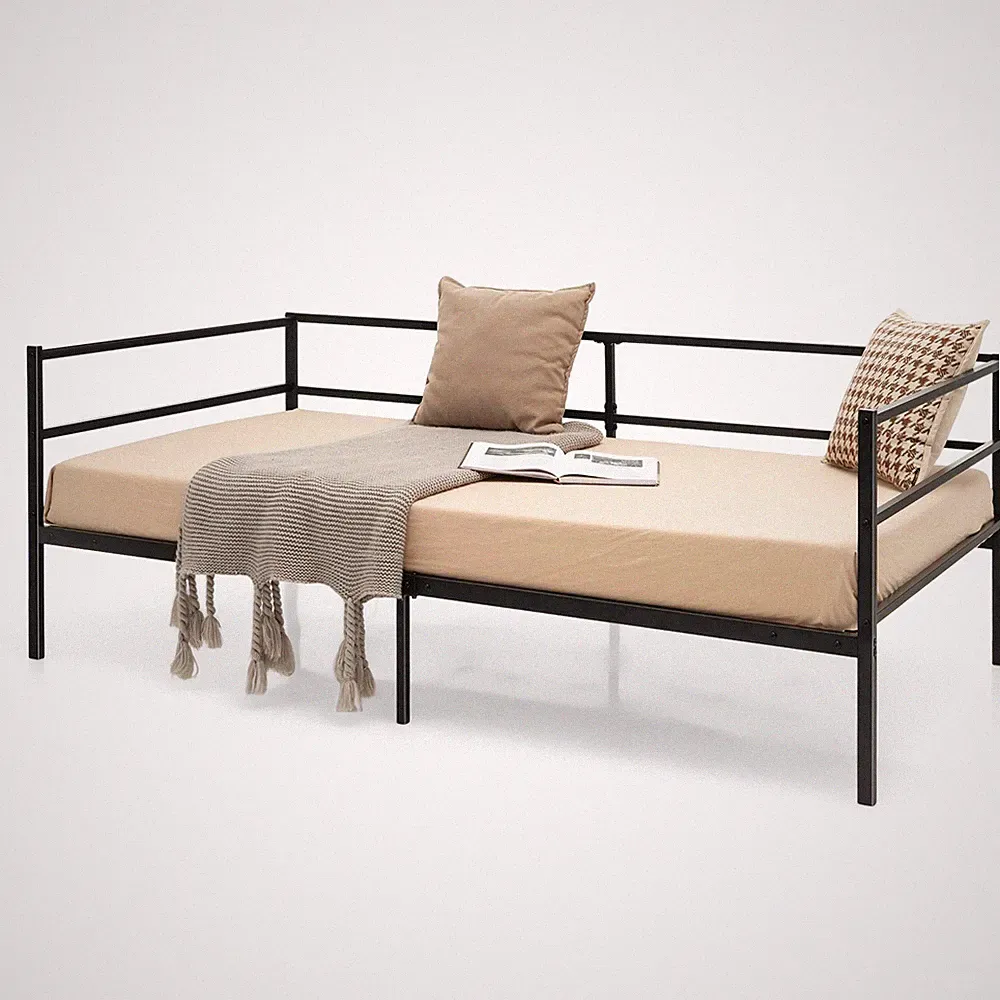 Twin Daybed Sofa Bed Frame Metal Platform w/Headboard for Guest Living Room