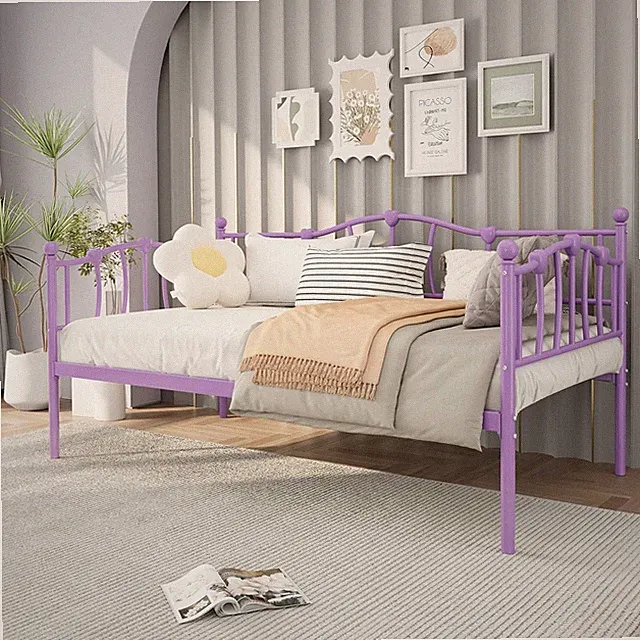 Metal Twin Day Bed withbSteel Slat Sofa Bed for Apartment Small Space Apartment