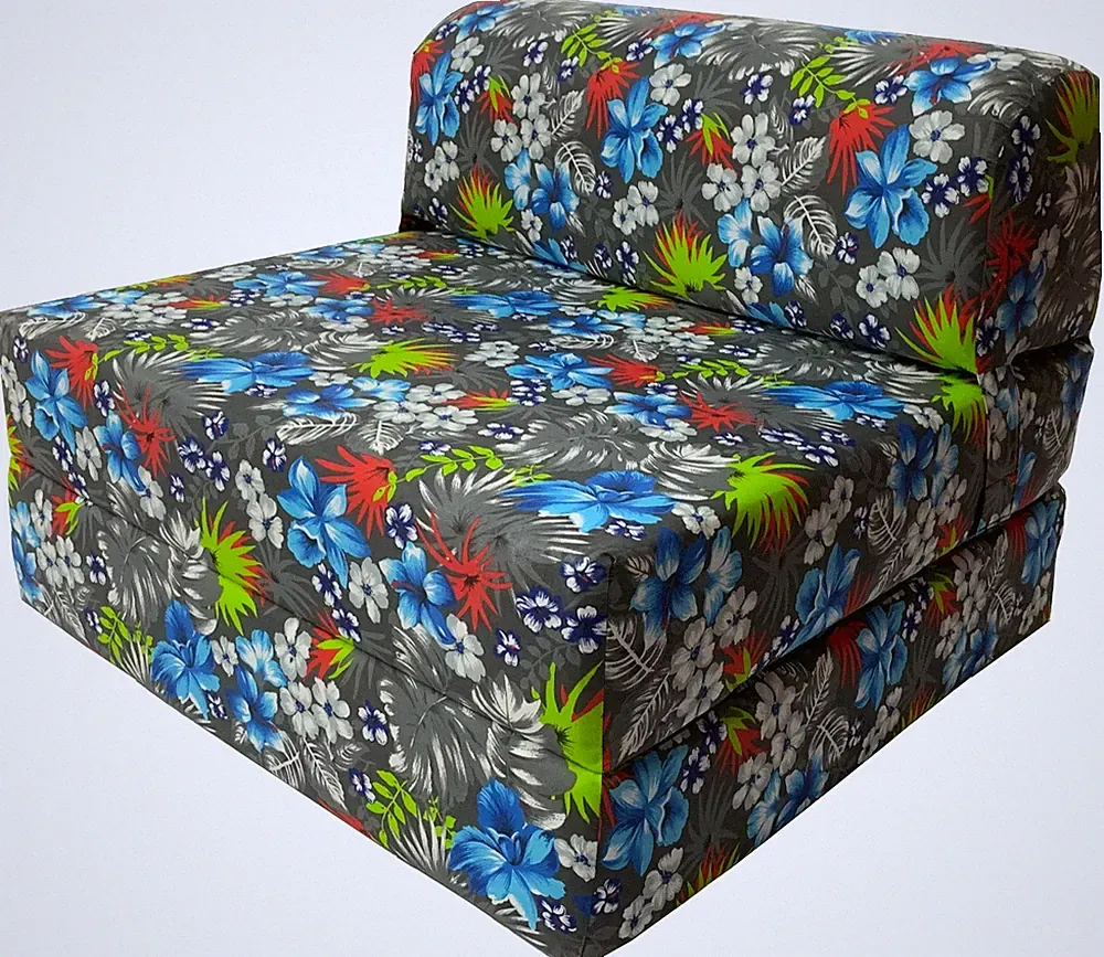Twin Flip Chair Folding Foam Beds, Portable Sofa Bed 6x32x70, Tropical Blue