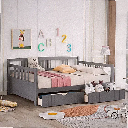 Twin/Full Size Daybed with Storage Drawers or Trundle Wooden Platform Bed Frames