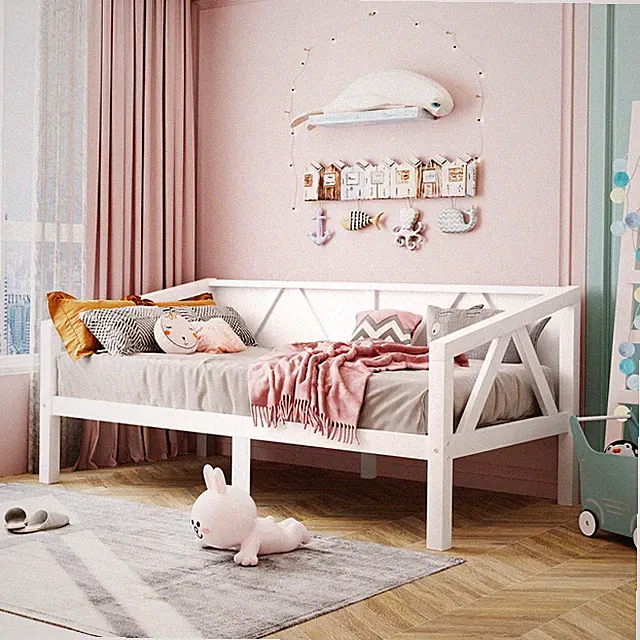 Twin/Full Size Daybed Wood Frame Sofa Bed with Wood Slat Support for any Room