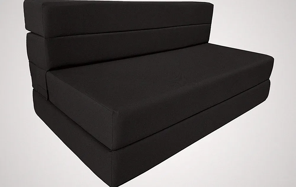 Twin Lounger Folding Foam Mattress, Portable Sofa Bed Sit Sleep 6x39x80 Black