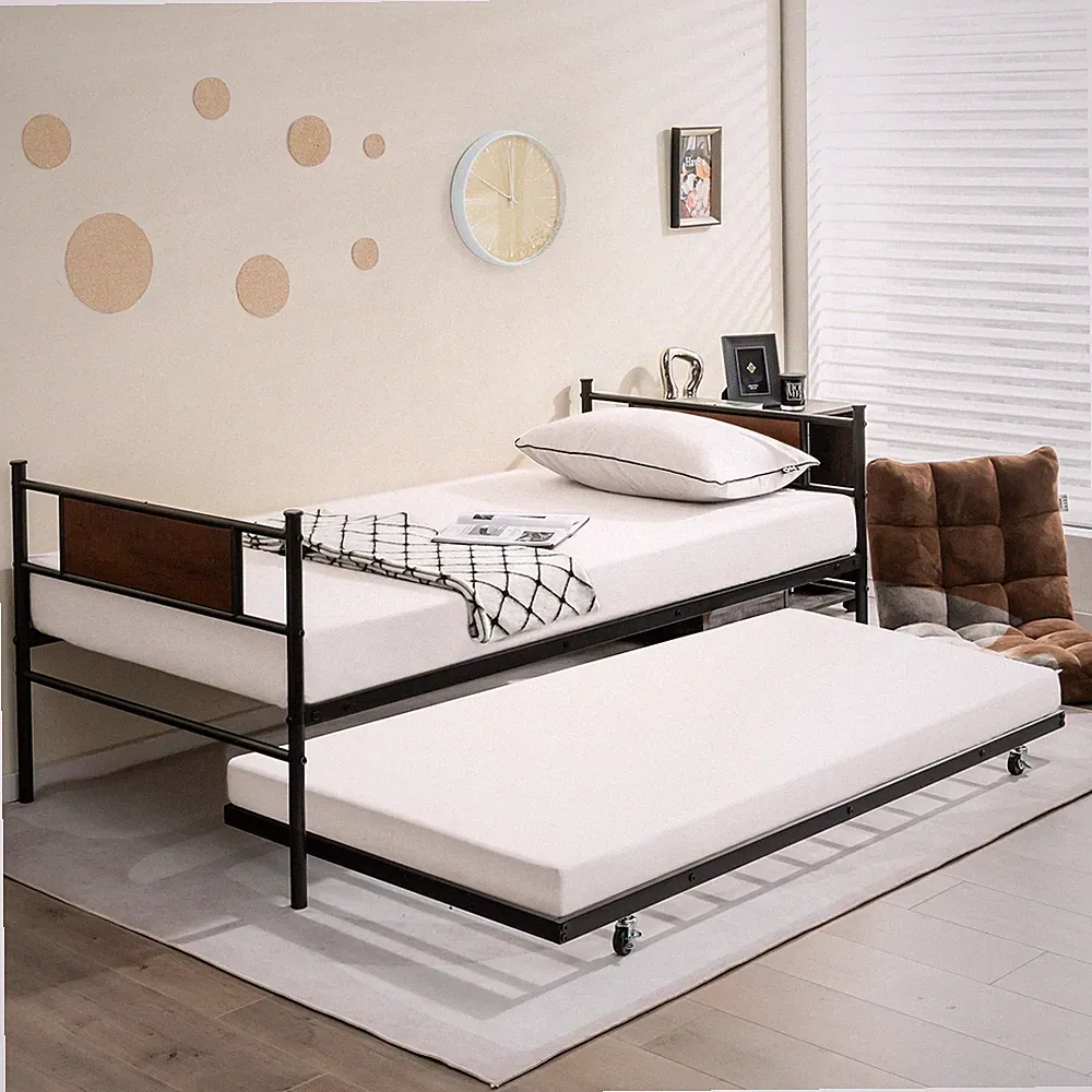 Twin Metal Daybed Frame Storage Sofa Bed Slats Support Platform with Trundle