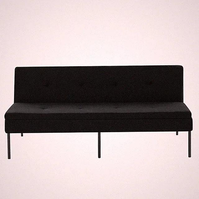 Twin Size 3-Seater Futon Sofa Bed, Adjustable Backrest, Black Polyester