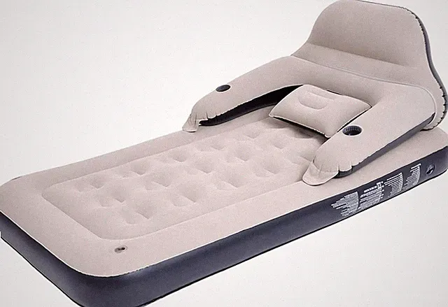 Twin Size Air Mattress Sofa Bed with Headboard and Pillow, Inflatable Bed for Ou