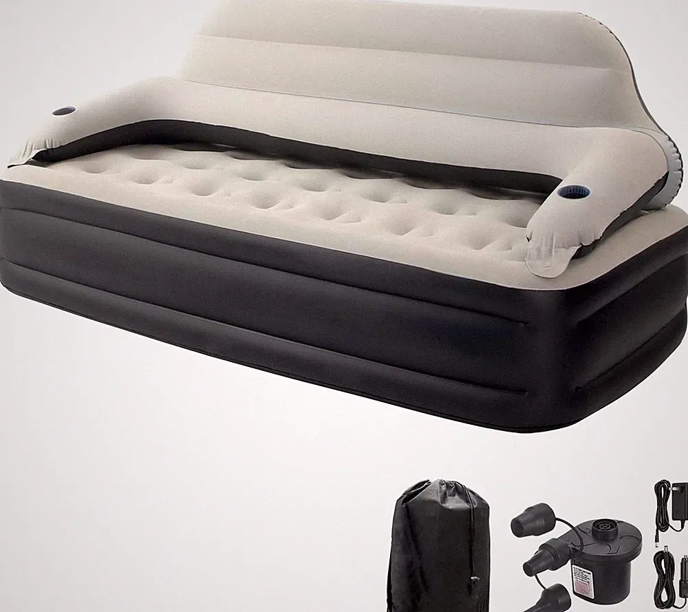 Twin Size Air Sofa Bed Mattress with Headboard and Pump,Blow Up Couch Inflatable