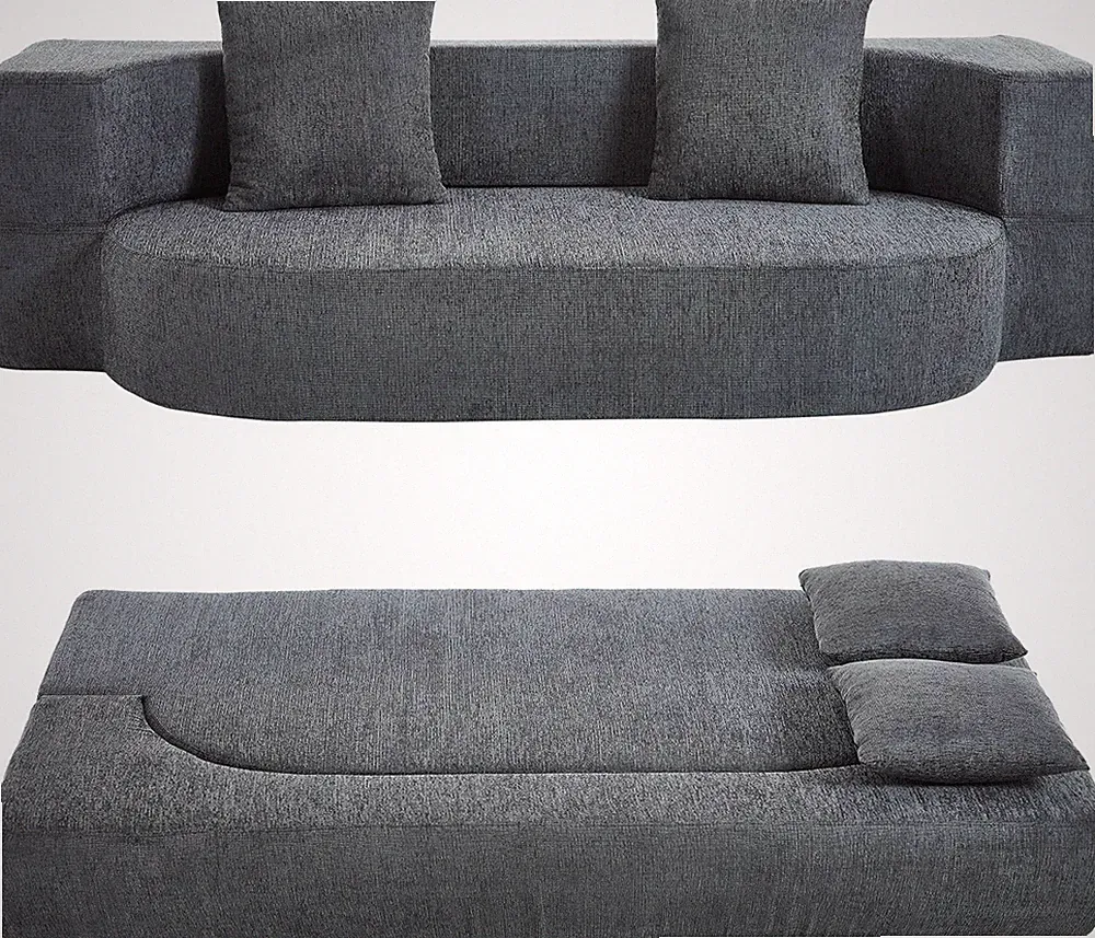 Twin Size Convertible Sofa Bed with Pillows - Dark Gray Lounge Chair