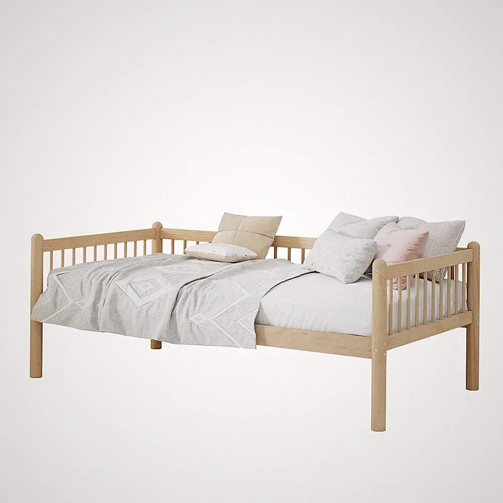 Twin Size Daybed Pine Wood Sofa Bed W/Side Rails Under Bed Storage Space Slatted