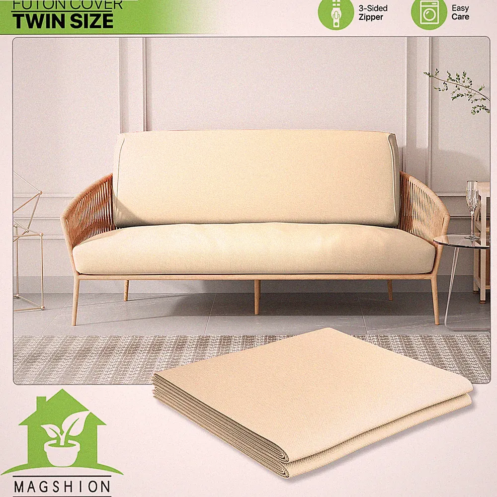 Twin Size Futon Cover Solid Color Sofa Bed Furniture Protector Armless Slipcover