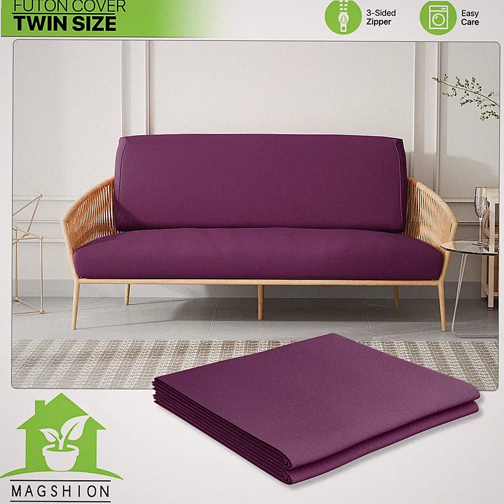 Twin Size Futon Cover Solid Color Sofa Bed Furniture Protector Armless Slipcover