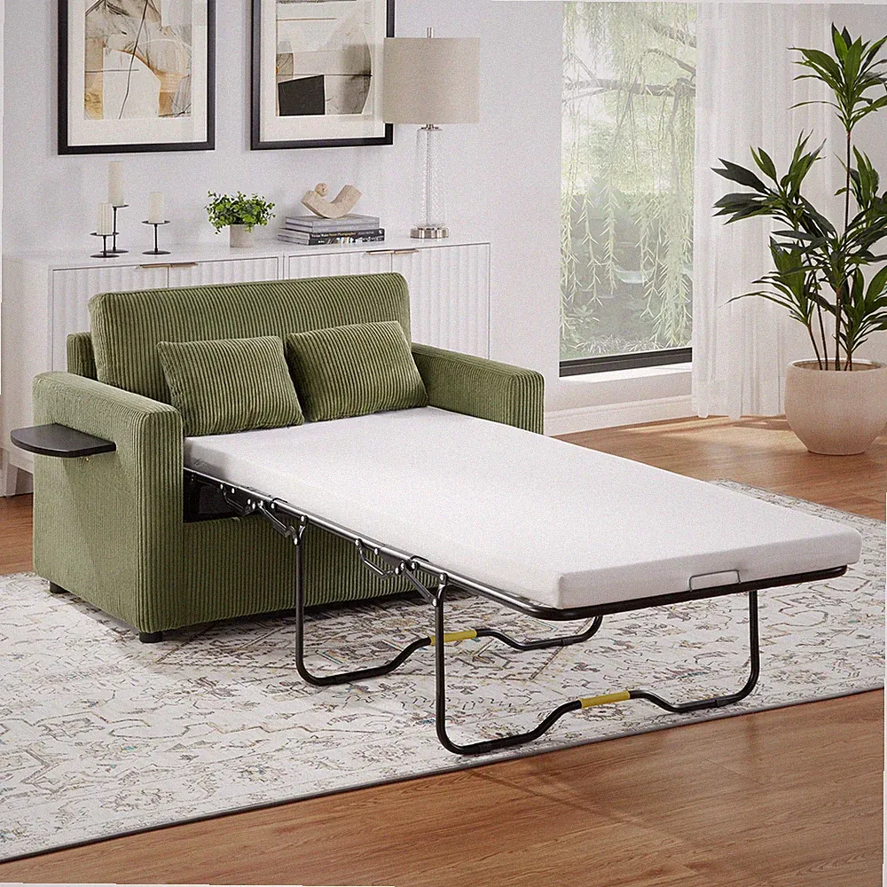 Twin Size Sofa Bed 47.2" Sleeper Sofa Loveseat Sofa w/a Foldable Mattress,a Fold