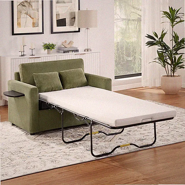 Twin Size Sofa Bed 47.2" Sleeper Sofa Loveseat Sofa with a Foldable Mattress