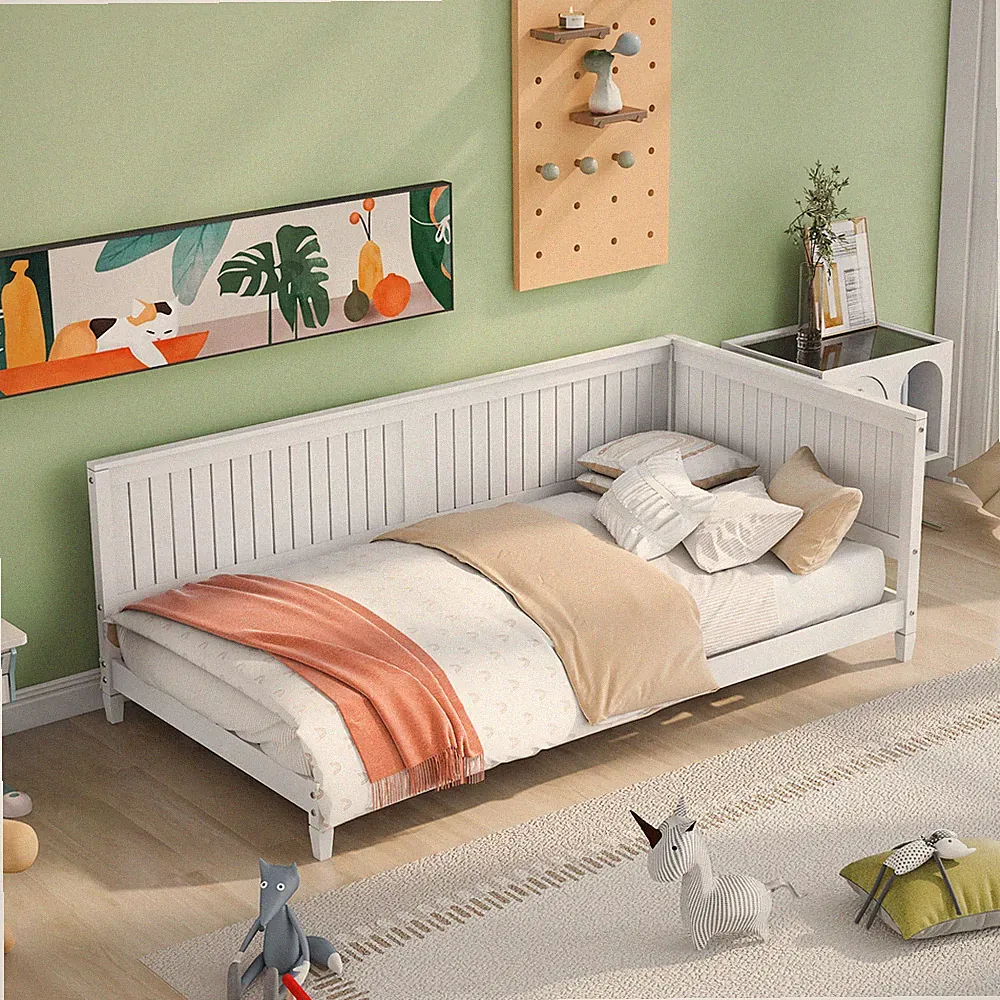 Twin Size Wood Daybed Modern Wooden Bed Frame Sofa Bed White/Gray/Espresso